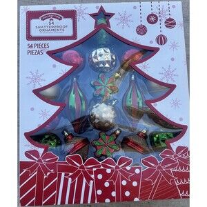 Holiday Time 54-Piece Shatterproof Christmas Ornament Set-Assorted Holiday Décor